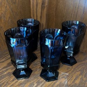 Vintage Noritake Sapphire Blue Water Goblets. Set of Four. 12 ounces